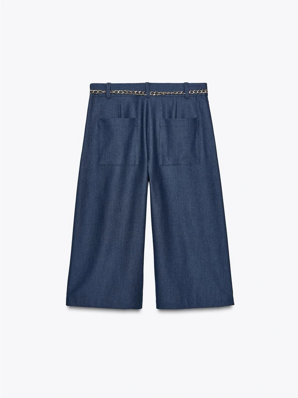 NWT. Zara Blue/Indigo High-Waisted Pleaded Long Shorts. Size S, M. - Picture 7 of 12